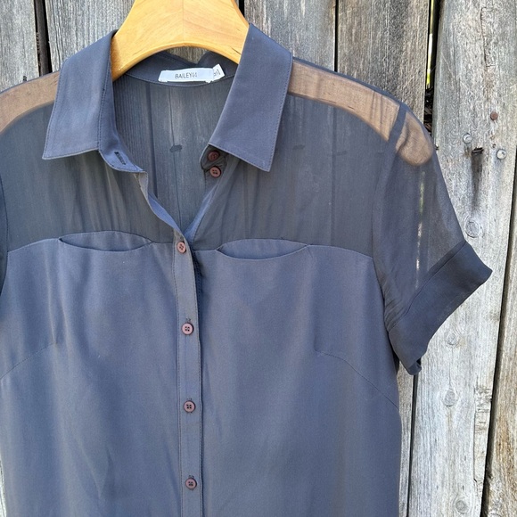 Bailey 44 Silk Mixed Media Shirt Dress Grey M - Picture 6 of 15